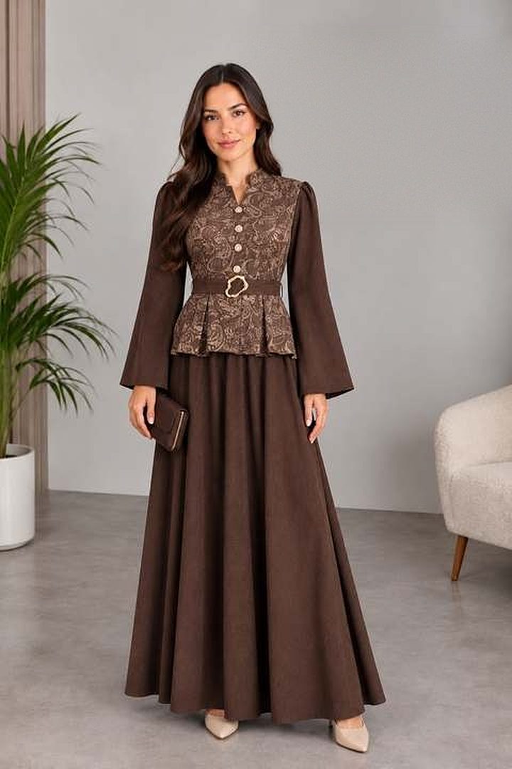 Şal Desen Peplum Takım — görsel 1