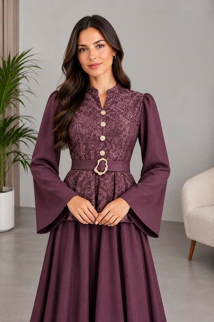 Şal Desen Peplum Takım — görsel 2