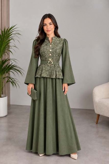 Şal Desen Peplum Takım