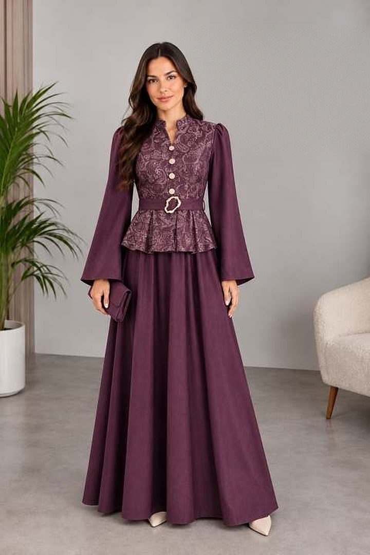 Şal Desen Peplum Takım — görsel 1